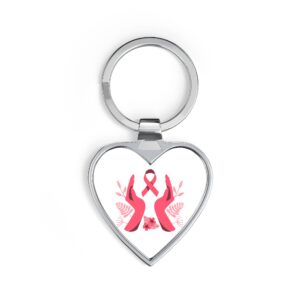Breast Cancer Awareness Heart Keychain — Pink Ribbon Support Charm